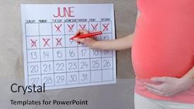  Presentation with pregnant woman in hospital - Presentation theme featuring woman counting days with calendar background and a light blue colored foreground