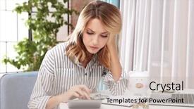  Presentation with taxes - Amazing slides having woman counting taxes at table backdrop and a soft green colored foreground