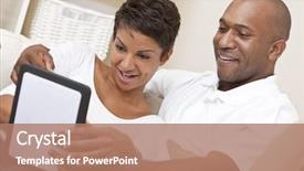  Presentation with computer - Beautiful presentation theme featuring african american man woman couple using tablet computer backdrop and a coral colored foreground