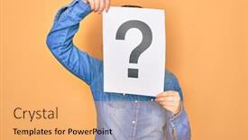  Presentation with yellow paper - PPT theme featuring woman-covering-face-holding-paper background and a yellow colored foreground