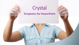  Presentation with white sheet - Amazing slide set having woman covering her face with blank sheet of paper isolated on white backdrop and a sky blue colored foreground