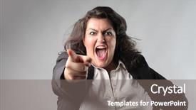  Presentation with someone crying - Theme consisting of woman crazy - angry businesswoman accusing someone background and a gray colored foreground