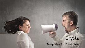 Presentation with helping man mouintain - Cool new slides with woman crazy - angry man shouting against his backdrop and a light gray colored foreground
