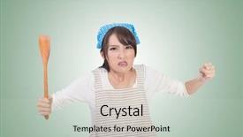  Presentation with asian - PPT layouts featuring woman crazy - mad asian housewife closeup portrait background and a light gray colored foreground