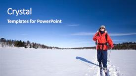  Presentation with skiing - Slides consisting of woman cross country skiing across background and a teal colored foreground