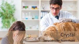  Presentation with golden - Amazing PPT theme having woman crying - doctor and assistant checking up backdrop and a  colored foreground