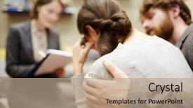  Presentation with counseling session - Audience pleasing theme consisting of woman crying in couples counseling backdrop and a coral colored foreground
