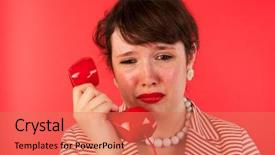  Presentation with woman crying - Amazing presentation theme having woman-crying-while-having backdrop and a coral colored foreground