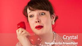  Presentation with sad woman - PPT theme consisting of woman-crying-while-having background and a coral colored foreground