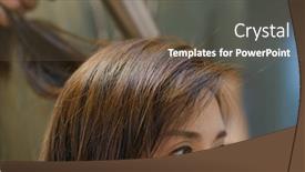  Presentation with hair salon - Presentation theme with woman-cut-hair-at-salon background and a violet colored foreground