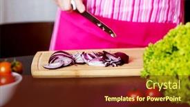  Presentation with red onion - Beautiful theme featuring woman-cut-red-onion backdrop and a tawny brown colored foreground