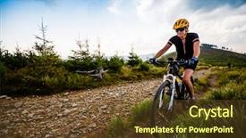  Presentation with biking - Slide deck with woman cycling mtb flow uphill background and a  colored foreground
