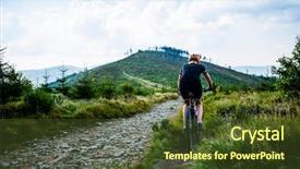  Presentation with biking - Slide deck enhanced with woman cycling mtb flow uphill background and a  colored foreground