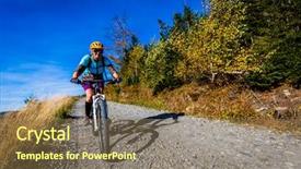  Presentation with mountain - Presentation theme with woman cycling mtb flow uphill background and a  colored foreground