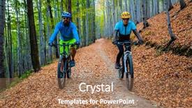  Presentation with biking - Slides having woman cycling mtb flow uphill background and a  colored foreground