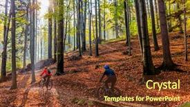  Presentation with biking - Presentation design consisting of woman cycling mtb flow uphill background and a tawny brown colored foreground