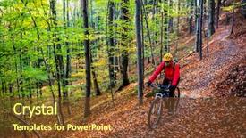  Presentation with biking - PPT theme featuring woman cycling mtb flow uphill background and a  colored foreground