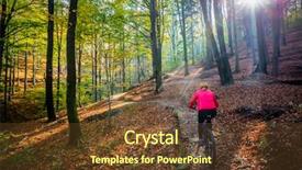  Presentation with mountain - Amazing PPT theme having woman cycling mtb flow uphill backdrop and a  colored foreground