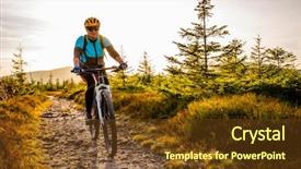  Presentation with biking - Cool new PPT theme with woman cycling mtb flow uphill backdrop and a  colored foreground