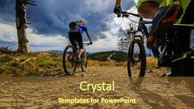  Presentation with biking - Presentation consisting of woman cycling mtb flow uphill background and a tawny brown colored foreground
