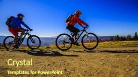  Presentation with biking - Amazing PPT layouts having woman cycling mtb flow uphill backdrop and a  colored foreground