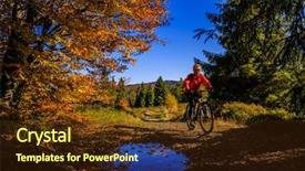  Presentation with blood flow vessel flowing - Slide deck consisting of woman cycling mtb flow uphill background and a tawny brown colored foreground