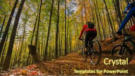  Presentation with biking - Presentation theme with woman cycling mtb flow uphill background and a  colored foreground
