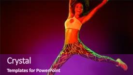  Presentation with exercises - Cool new theme with woman dancer dancing fitness exercises backdrop and a violet colored foreground