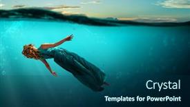  Presentation with clear water - Beautiful presentation theme featuring woman dancer in clear blue water backdrop and a ocean colored foreground