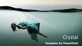  Presentation with clear water - PPT theme having woman-dancer-in-clear-blue background and a ocean colored foreground