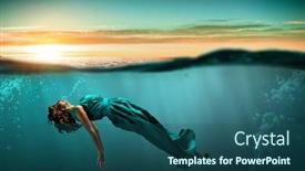  Presentation with clear water - PPT layouts enhanced with woman-dancer-in-clear-blue background and a ocean colored foreground