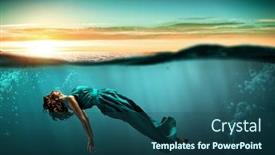  Presentation with clear water - Beautiful theme featuring woman-dancer-in-clear-blue backdrop and a ocean colored foreground