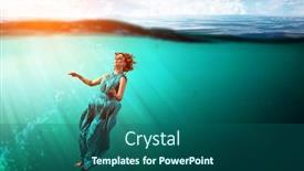  Presentation with ocean clear water deep blue - Audience pleasing theme consisting of woman-dancer-in-clear-blue backdrop and a ocean colored foreground