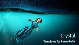  Presentation with ocean clear water deep blue - Amazing PPT layouts having woman-dancer-in-clear-blue backdrop and a ocean colored foreground