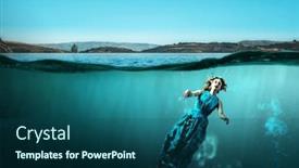  Presentation with ocean clear water deep blue - PPT layouts enhanced with woman-dancer-in-clear-blue background and a ocean colored foreground