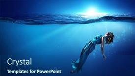  Presentation with clear water - Audience pleasing PPT theme consisting of woman-dancer-in-clear-blue backdrop and a ocean colored foreground