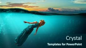  Presentation with ocean clear water deep blue - Slide deck enhanced with woman-dancer-in-clear-blue background and a ocean colored foreground