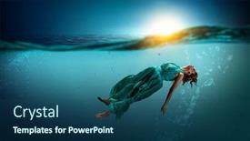  Presentation with clear water - Presentation consisting of woman-dancer-in-clear-blue background and a ocean colored foreground