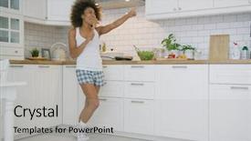  Presentation with concert symphony woman dancing in grass - PPT theme consisting of woman dancing expressively and sing background and a light gray colored foreground