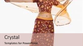  Presentation with dancing - Theme featuring india dance - woman dancing in bright red background and a coral colored foreground