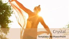  Presentation with sunshine - Cool new slides with woman-dancing-in-park backdrop and a yellow colored foreground