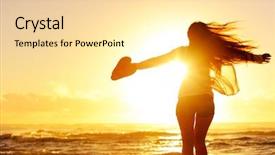  Presentation with healthy living - PPT theme having woman dancing in the sun background and a blonde colored foreground