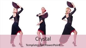  Presentation with concert symphony woman dancing in grass - Colorful slide deck enhanced with woman dancing spanish dance isolated backdrop and a coral colored foreground