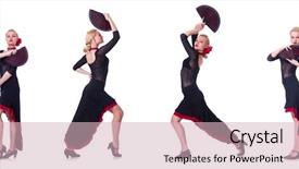  Presentation with concert symphony woman dancing in grass - Presentation theme featuring woman dancing spanish dance isolated background and a soft green colored foreground