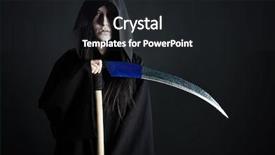  Presentation with black death - Slide deck featuring woman death reaper over black background and a  colored foreground