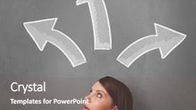  Presentation with pretty 3d animation - Presentation design enhanced with woman deciding with sketched arrow background and a gray colored foreground