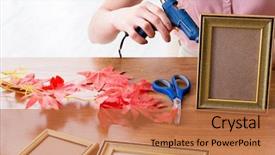  Presentation with scrapbooking - Slide set enhanced with woman decorating picture frame background and a coral colored foreground