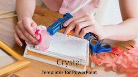  Presentation with picture frame - Beautiful PPT theme featuring scrapbook - woman decorating picture frame backdrop and a coral colored foreground