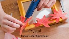  Presentation with scrapbooking - Slide deck consisting of woman-decorating-picture-frame background and a red colored foreground