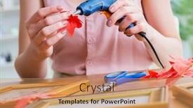  Presentation with picture frame - Slide set consisting of woman-decorating-picture-frame background and a coral colored foreground